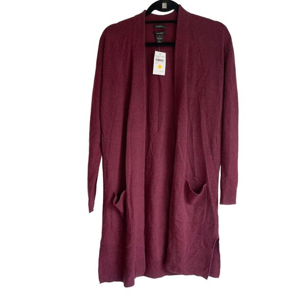 Halogen Rib Knit Wool & Cashmere Cardigan In Red Tannin Size XS NWT - Picture 6 of 10